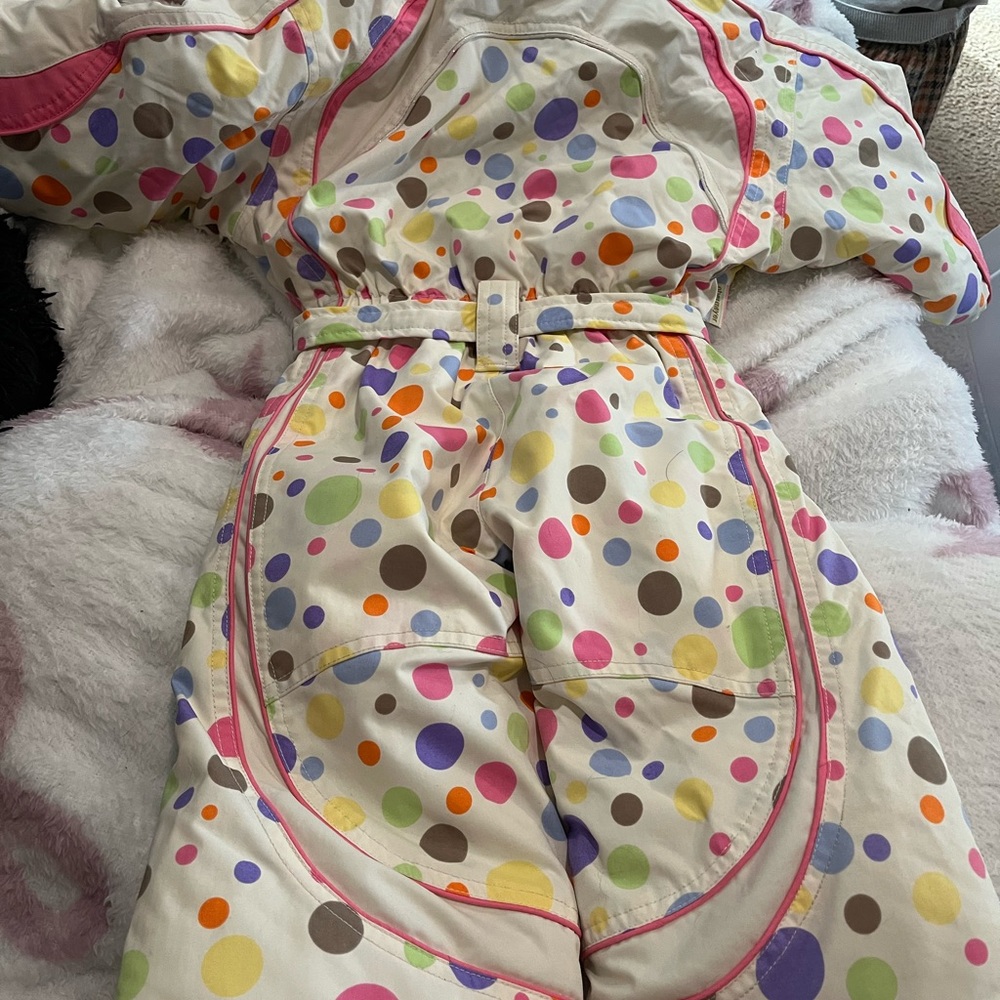 B32 Obermeyer Grow with me Colorful Polka Dot Snowsuit with hood - Picture 2 of 9